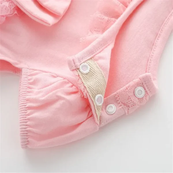 Cotton Bodysuit For Newborns Summer Short Sleeve Jumpsuit For Girls Lace New born 1st Birthday Party Clothes Twin Clothing 2023 - Image 6