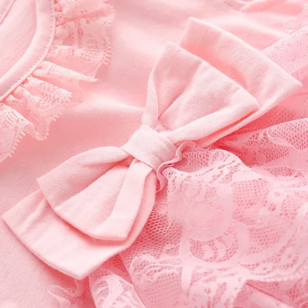 Cotton Bodysuit For Newborns Summer Short Sleeve Jumpsuit For Girls Lace New born 1st Birthday Party Clothes Twin Clothing 2023 - Image 5