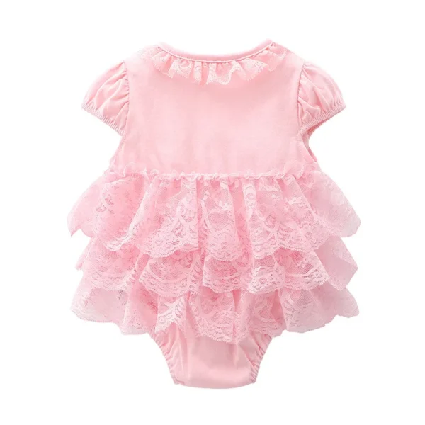 Cotton Bodysuit For Newborns Summer Short Sleeve Jumpsuit For Girls Lace New born 1st Birthday Party Clothes Twin Clothing 2023 - Image 3