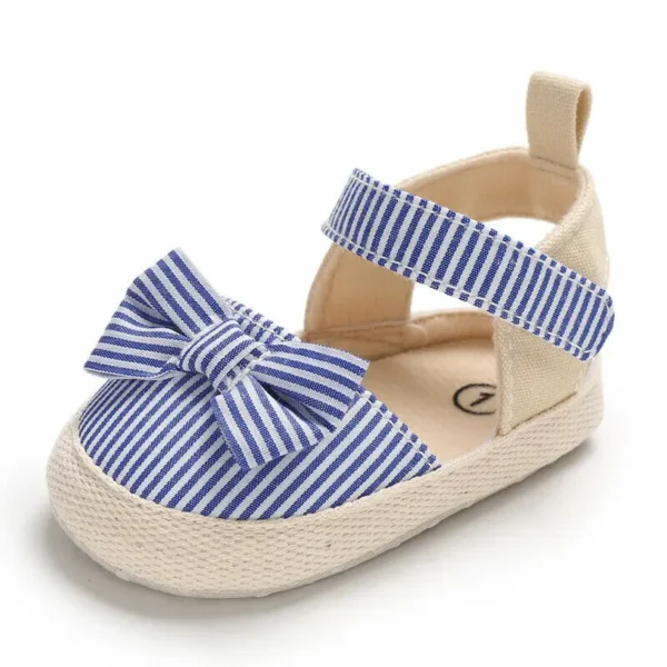 2019 Children Summer Shoes Newborn Infant Baby Girl Boy Soft Crib Shoes Infants Anti-slip Sneaker Striped Bow Prewalker 0-18M - Image 6