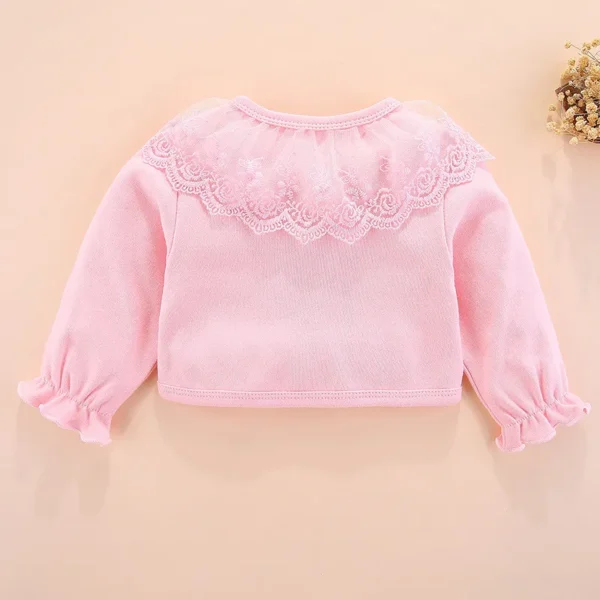 Cotton Newborn Baby Coat For Girls Bow Lace Princess Infant Coat Wedding Birthday Party Toddler Baby Girls Outerwear Clothes - Image 2