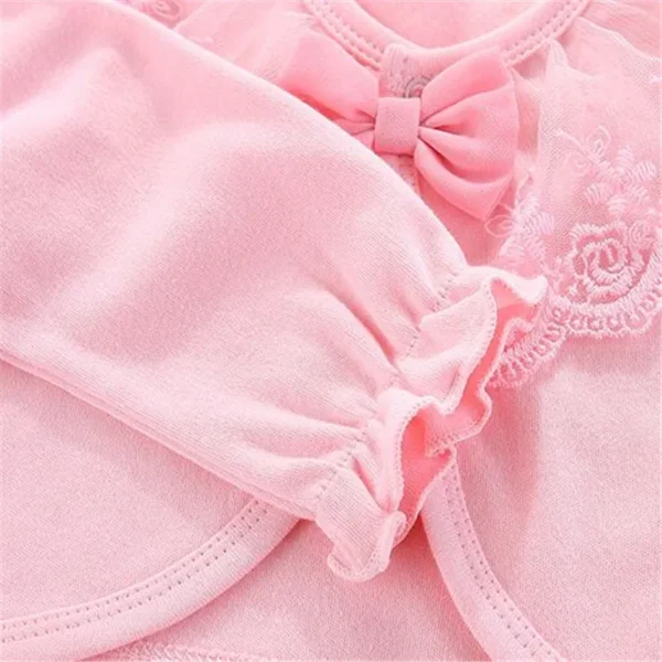 Cotton Newborn Baby Coat For Girls Bow Lace Princess Infant Coat Wedding Birthday Party Toddler Baby Girls Outerwear Clothes - Image 5