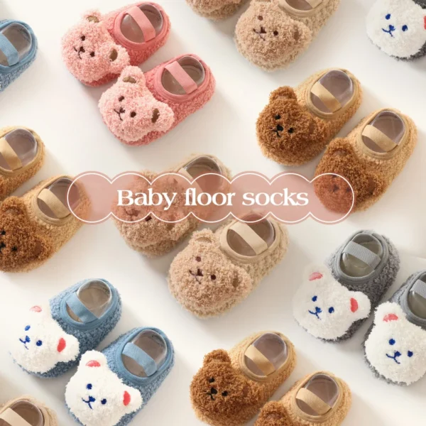 Winter Infant Floor Socks Soft Bottom Anti-slip Newborn Learning Walking Shoes Cute Cartoon Bear Baby Boat Sock Kids Footwear 모자 - Image 3