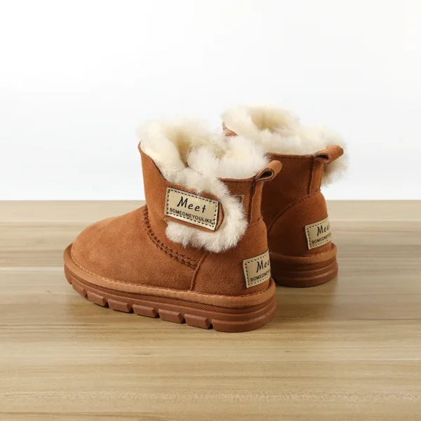 Cowhide Children's Winter Snow Boots Warm Suede Kids Cotton-padded Shoes Boys Girls Fashion Shoes - Image 5