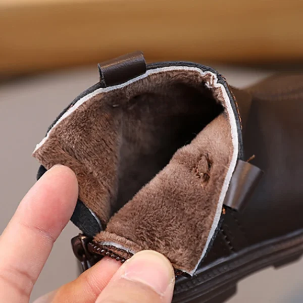 Autumn Winter Baby Boots Little Kids Warm Fur Shoes Toddler Boy Girl Soft PU Leathe Ankle Boots For Baby White, Black, Brown - Image 2