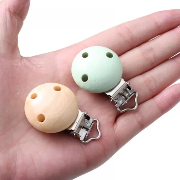 5Pcs/Lot 10 Colors 30mm Baby DIY Nipple Chain Essential Accessories Round Wood Pacifier Clip for Baby Safe Teething Jewelry - Image 10