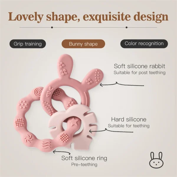 1Pcs Baby Silicone Teether Ring BPA Free Rattles Bracelet Food Grade Newborn Baby Accessories Cartoon Silicone Teething Toys - Image 3