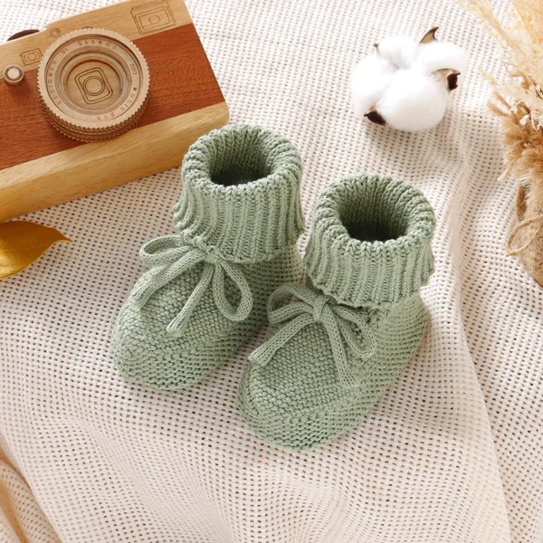Infant Baby Shoes Cotton Knitted Newborn Girl Boy Boots Fashion Solid Warm Toddler Kid Slip-On Bed Shoes Handmade 0-18M Footwear - Image 4