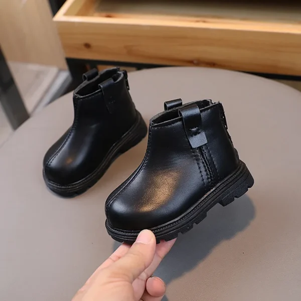 Autumn Winter Baby Boots Little Kids Warm Fur Shoes Toddler Boy Girl Soft PU Leathe Ankle Boots For Baby White, Black, Brown - Image 3