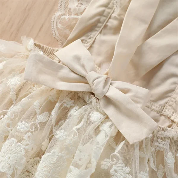 Baby Summer Clothing Newborn Baby Girl Solid Ruffle Fly Sleeve Lace Romper Jumpsuit Tutu Dress Outfits Clothes 0-24M - Image 4