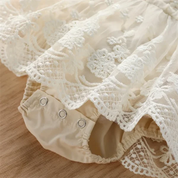 Baby Summer Clothing Newborn Baby Girl Solid Ruffle Fly Sleeve Lace Romper Jumpsuit Tutu Dress Outfits Clothes 0-24M - Image 6