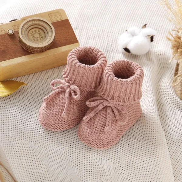 Infant Baby Shoes Cotton Knitted Newborn Girl Boy Boots Fashion Solid Warm Toddler Kid Slip-On Bed Shoes Handmade 0-18M Footwear - Image 5