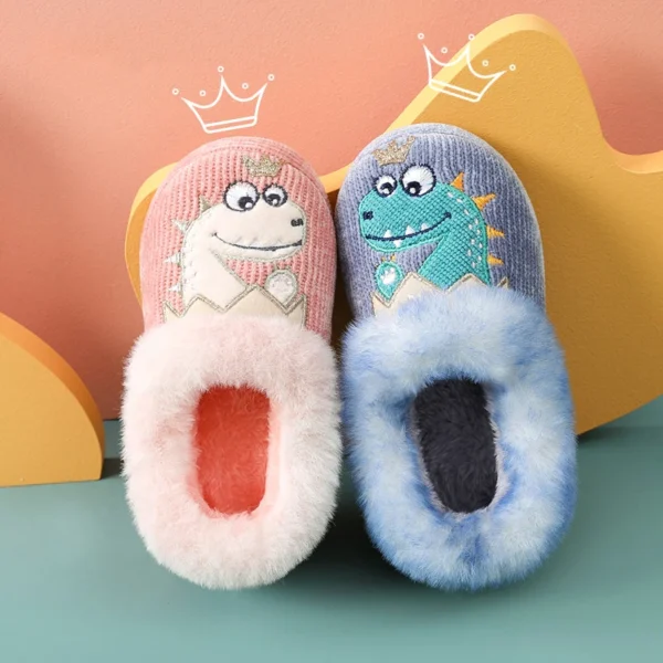 Evshine Children Winter Warm Plush Cotton Shoes Lovely Animals Fur Fuzzy Home Slippers Indoor Anti-slip Comfortable Furry Slides - Image 5