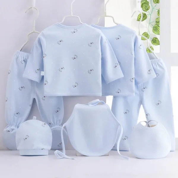 7Piece Spring Newborn Baby Stuff Toddler Clothes Cartoon Cute Cotton T-shirt+Pants+Hats Infant Boys Girls Clothing Set BC316 - Image 2