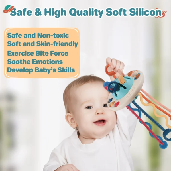 Montessori Toys, Sensory Toys for Toddlers,UFO Food Grade Silicone Pull String Activity Toy,Travel Toys for Baby,Baby Toys - Image 4