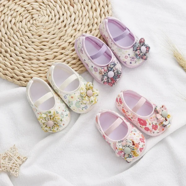 Baby Shoes for Kids Girls Colorful Flowers Princess Shoes Infant Toddler Soft Cotton Anti-slip First Walkers Shoes 0-18 Months - Image 2