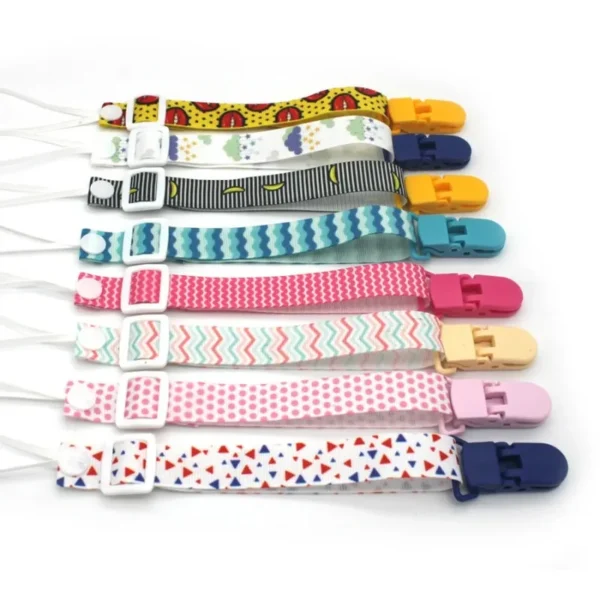 Fixed Button Baby Pacifier Clips Chain Ribbon Dummy Soother Holder Chains Adjustable Buckle Strap for Pacifier Baby Feeding Gift - Image 2