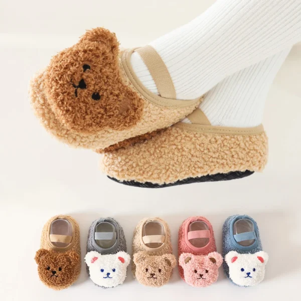 Winter Infant Floor Socks Soft Bottom Anti-slip Newborn Learning Walking Shoes Cute Cartoon Bear Baby Boat Sock Kids Footwear 모자 - Image 2