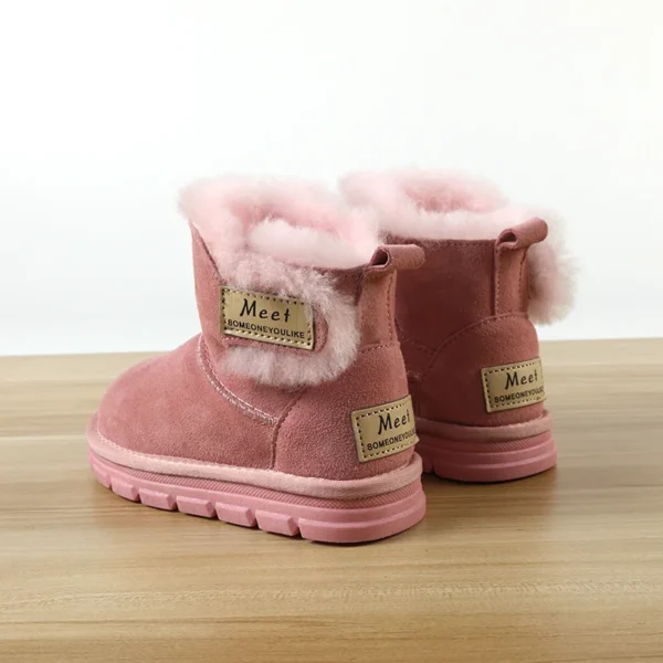 Cowhide Children's Winter Snow Boots Warm Suede Kids Cotton-padded Shoes Boys Girls Fashion Shoes - Image 6