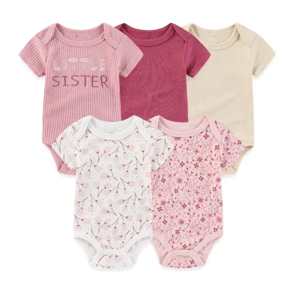 5 Pcs/Lot Four Seasons Fashion Cartoon Short Sleeve Baby Boy Girl Bodysuits Soft Newborn Onesies Clothes - Image 5
