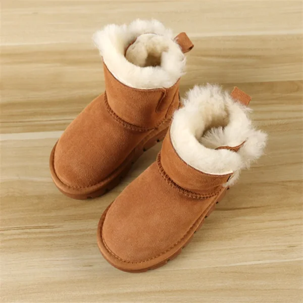 Cowhide Children's Winter Snow Boots Warm Suede Kids Cotton-padded Shoes Boys Girls Fashion Shoes - Image 2