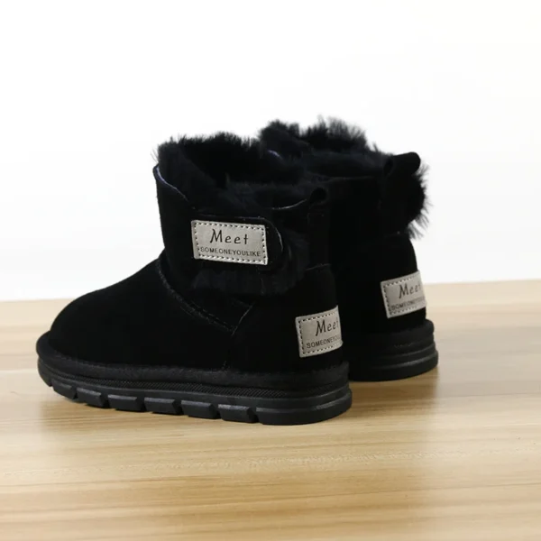 Cowhide Children's Winter Snow Boots Warm Suede Kids Cotton-padded Shoes Boys Girls Fashion Shoes - Image 4