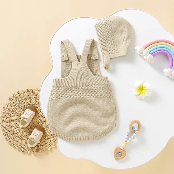Baby Bodysuits Sleeveless Newborn Boys Girls Solid Color Onesie Hats Outfits Sets 2pcs Infant Unisex Playsuits Children Clothes - Image 2