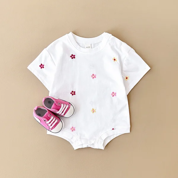 Summer Baby Romper Newborn Floral Print Round Neck Short Sleeved Jumpsuit Cotton Infant Bodysuit Girls Child Clothing 0-18M - Image 3