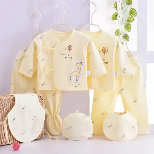7Piece Spring Newborn Baby Stuff Toddler Clothes Cartoon Cute Cotton T-shirt+Pants+Hats Infant Boys Girls Clothing Set BC316 - Image 3