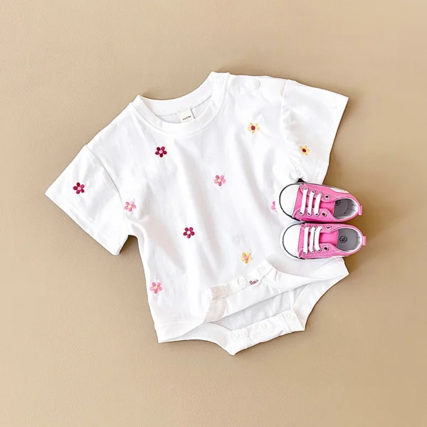 Summer Baby Romper Newborn Floral Print Round Neck Short Sleeved Jumpsuit Cotton Infant Bodysuit Girls Child Clothing 0-18M - Image 2