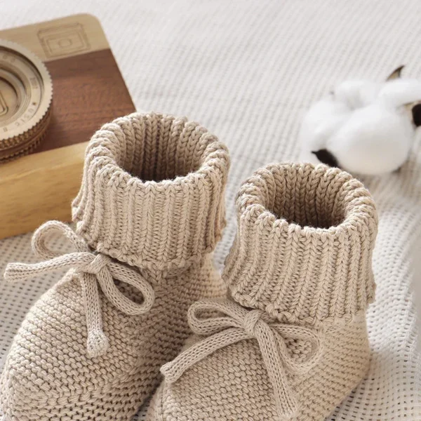 Infant Baby Shoes Cotton Knitted Newborn Girl Boy Boots Fashion Solid Warm Toddler Kid Slip-On Bed Shoes Handmade 0-18M Footwear - Image 3
