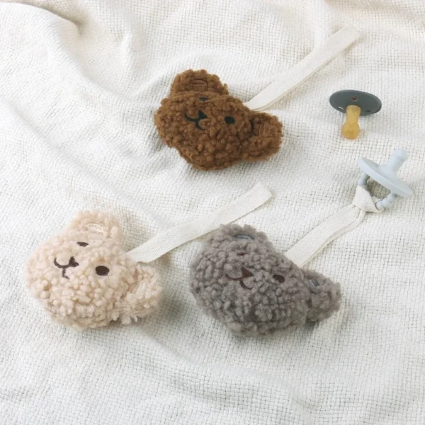 Handmade Plush Bear Baby Pacifier Clip Chain Pendant Korean Cartoon Newborn Dummy Nipples Holder Clips Toys Baby Accessories - Image 3